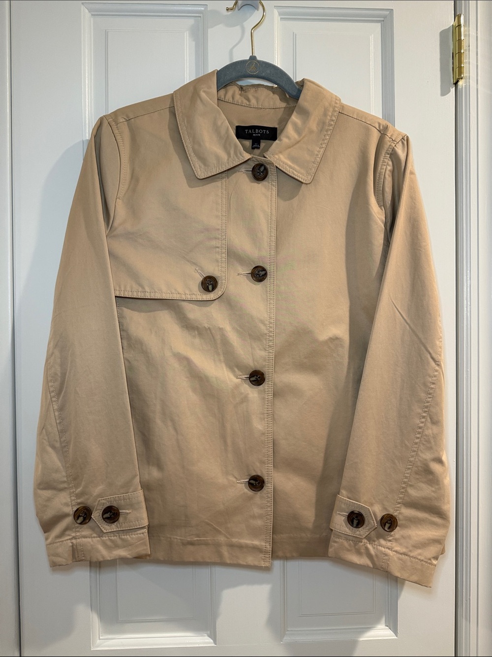 Talbots Classic Beige Button-Front Trench Jacket NWOT